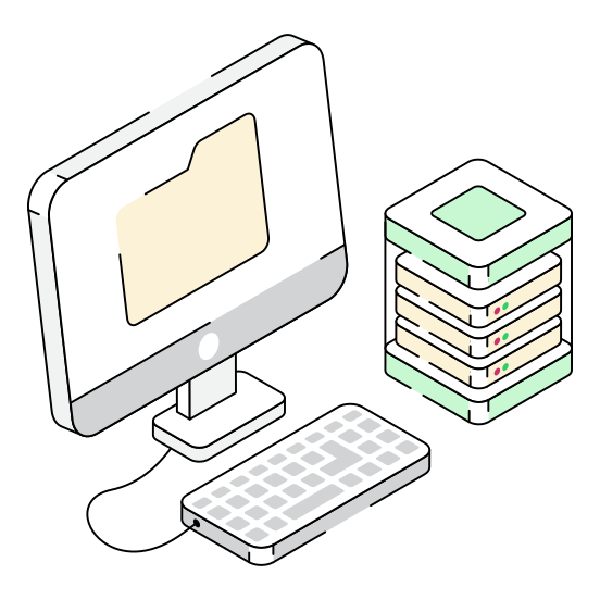 Server, Storage, Monitor, Computer, Folder illustration