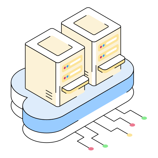 Servers, Storage, Hosting, Backup, Information illustration
