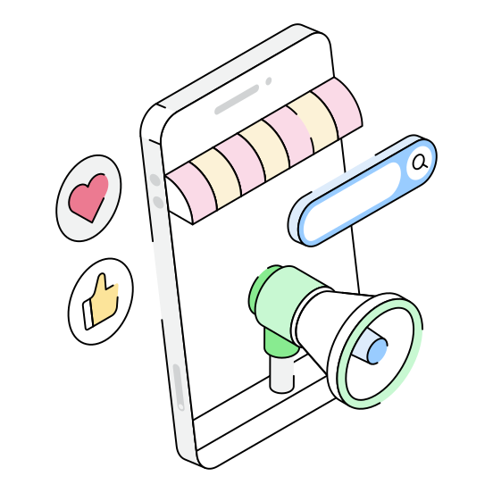Mobile, Phone, Publicity, Loudspeaker, Megaphone illustration