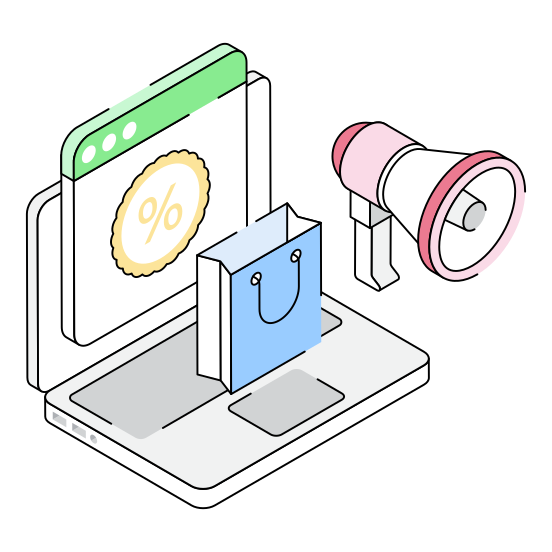 Promotion, Retailing, Announcement, Publicity, Sale illustration