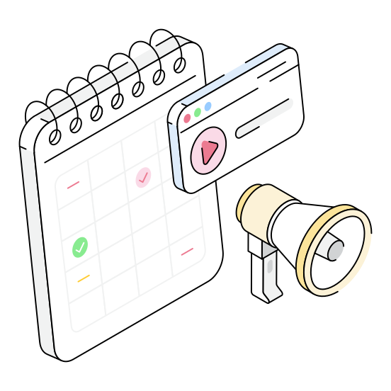 Schedule, Plan, Promotion, Yearbook, Event illustration