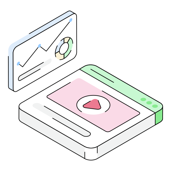Statistics, Media, Content, Multimedia, Video illustration