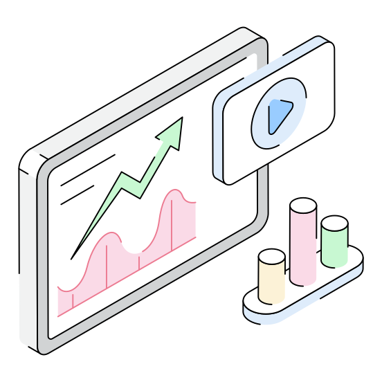 Video, Analytics, Media, Business, Growth illustration