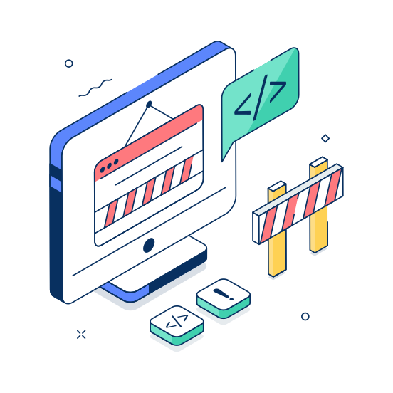 Coding, Barrier, Programming, Development, Software illustration