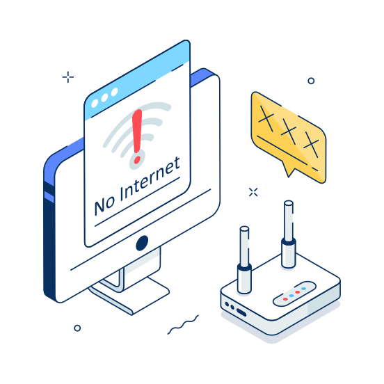 No Internet, Wifi, Router, Troubleshooting, Offline illustration