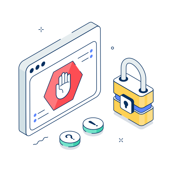 Security, Protection, Cybersecurity, Webpage, Website illustration