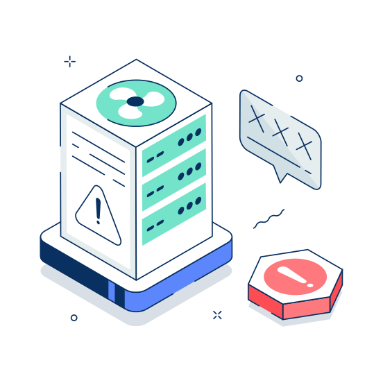 Server, Database, Storage, Error, Crash illustration