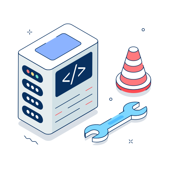 Server, Maintenance, Hardware, Software, Networking illustration