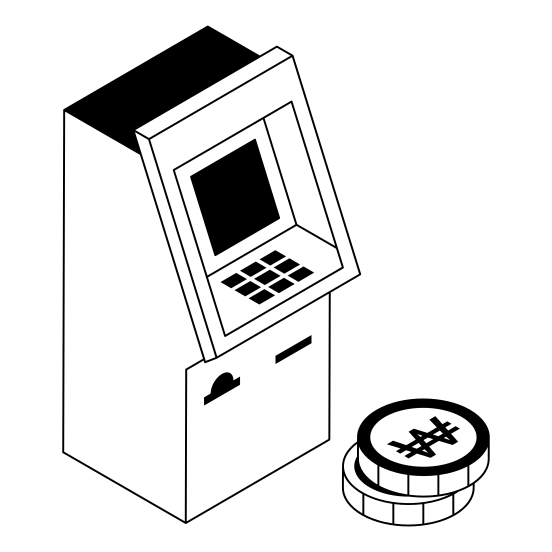 Atm, Machine, Withdrawal, Banking, Coins illustration