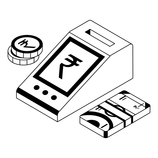 Billing, Machine, Terminal, Coins, Banknote illustration