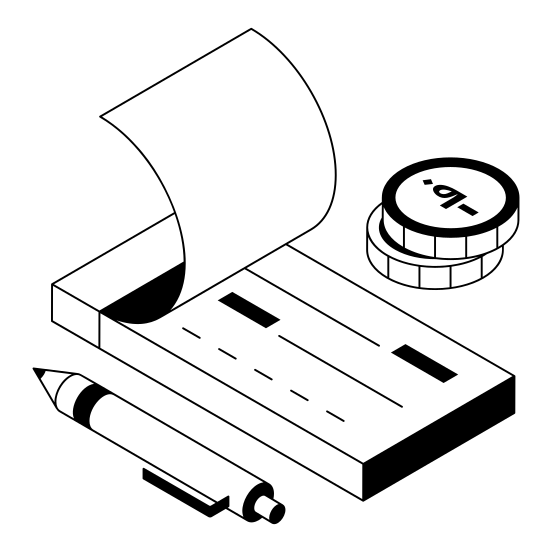 Cheque, Payment, Banking, Paycheck, Coins illustration