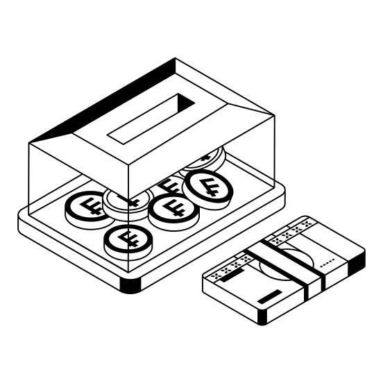 Money, Box, Investment, Contribution, Coins illustration