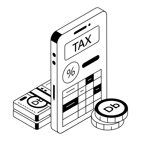 Money, Tax, Payment, Mobile, App illustration