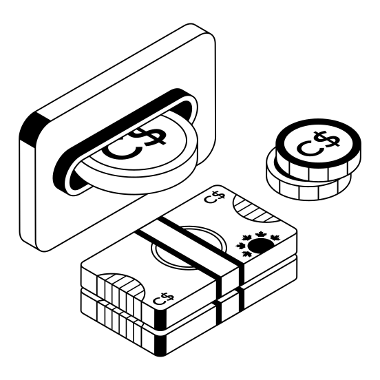 Money, Withdrawal, Banking, Banknote, Coins illustration