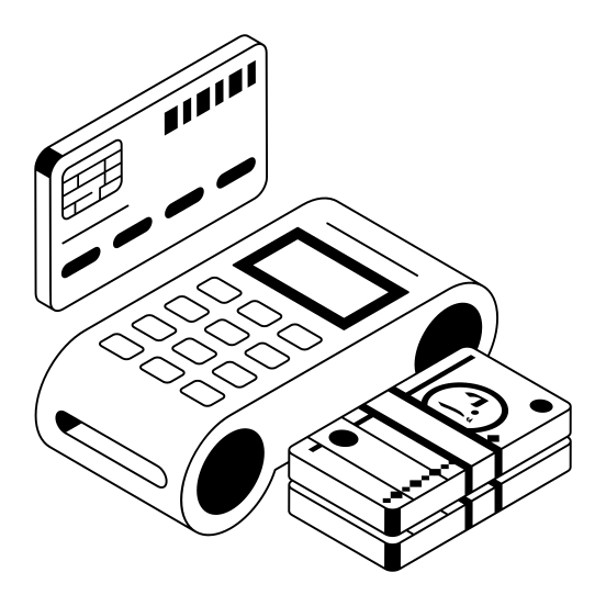 Pos, Billing, Machine, Banking, Banknote illustration