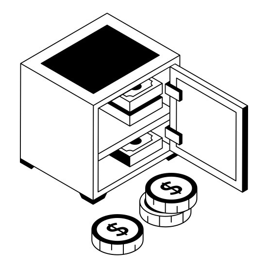 Vault, Locker, Safe, Banking, Coins illustration