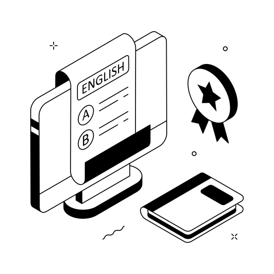 English, Test, Online, Elearning, Assessment illustration