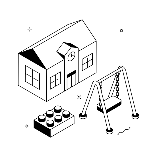 Kindergarten, School, Building, Architecture, Education illustration