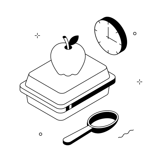 Lunch, Break, School, Education, Food illustration
