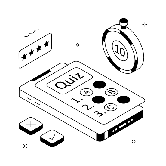 Online, Quiz, Elearning, Test, School illustration