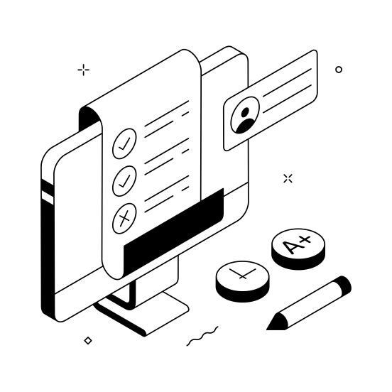 Online, Test, Assessment, Exam, Elearning illustration
