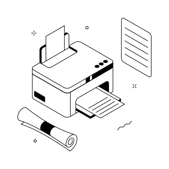 Printer, Printing, Machine, Document, School illustration