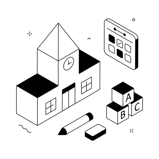 School, Building, Kindergarten, Preschool, Schedule illustration