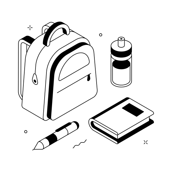 School, Supplies, Learning, Education, Stationery illustration