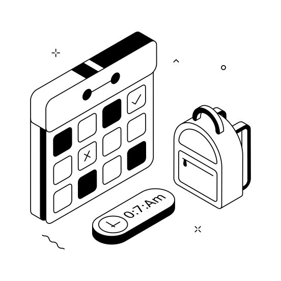 School, Timetable, Schedule, Calendar, Planner illustration