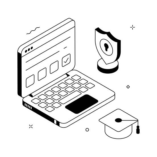 Secure, Exam, Online, Test, Education illustration