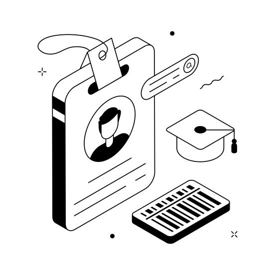 Student, Id, School, Education, Identity illustration