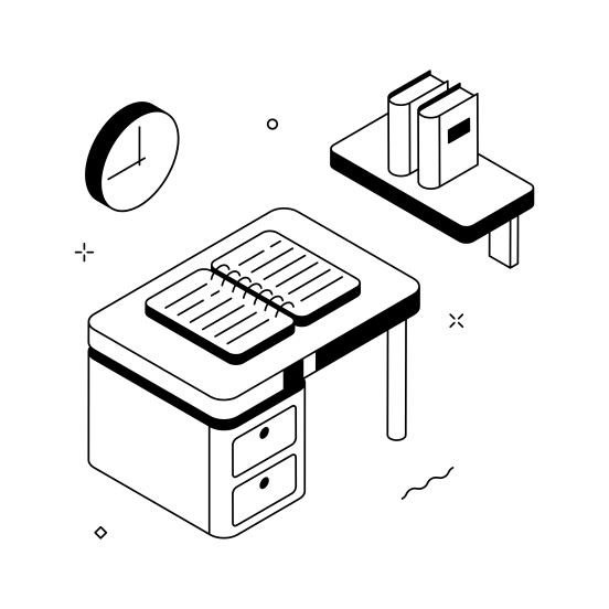 Study, Desk, Table, Learning, Education illustration