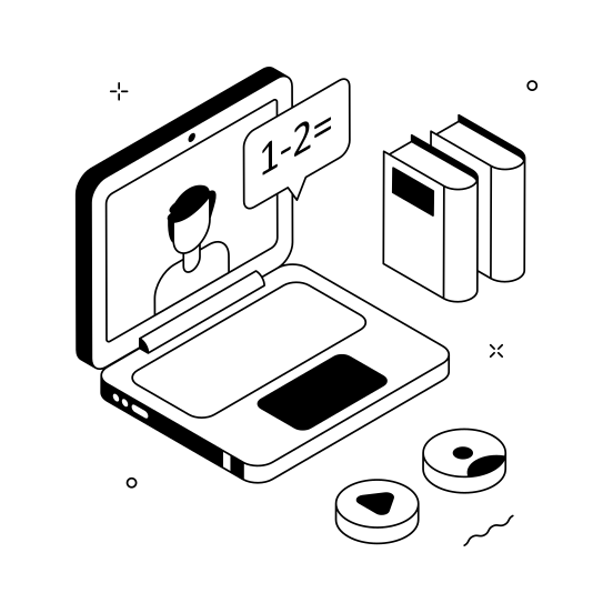 Virtual, Class, Online, Learning, Elearning illustration
