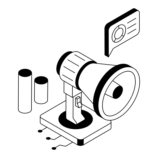 Promotion, Publicity, Announcement, Business, Megaphone illustration