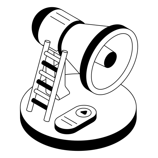 Promotion, Publicity, Megaphone, Loudspeaker, Ladder illustration