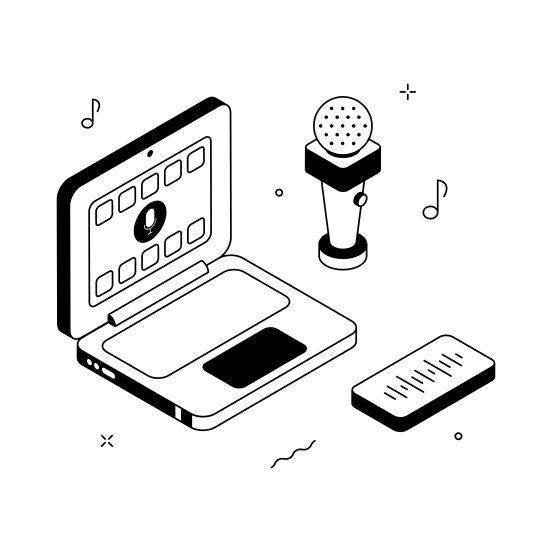 Audio, Recording, Microphone, Podcast, Studio illustration