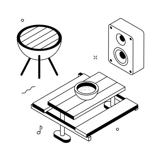 Barbecue, Party, Outdoor, Entertainment, Picnic illustration