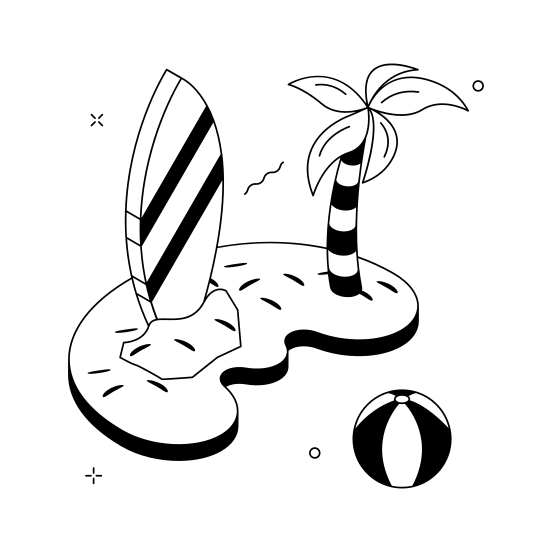 Beach, Adventure, Summer, Vacation, Travel illustration