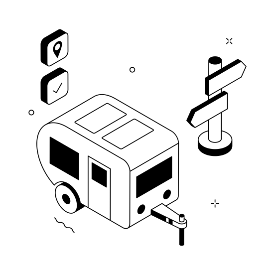 Camper, Camping, Van, Vehicle, Travel illustration