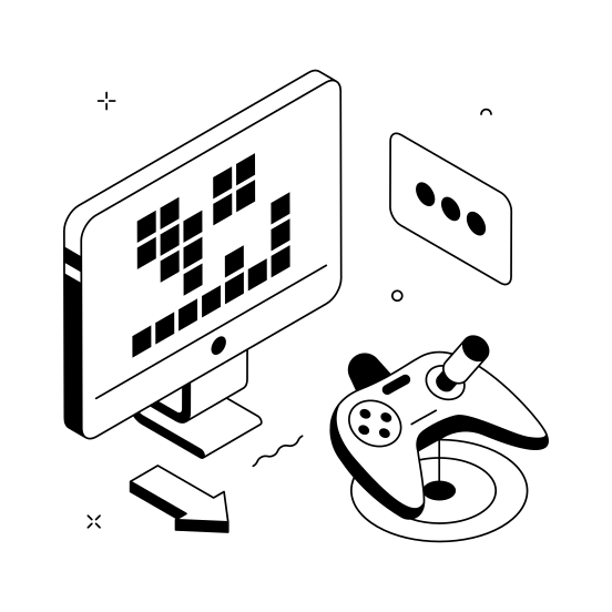 Gaming, Setup, Computer, Console, Joystick illustration
