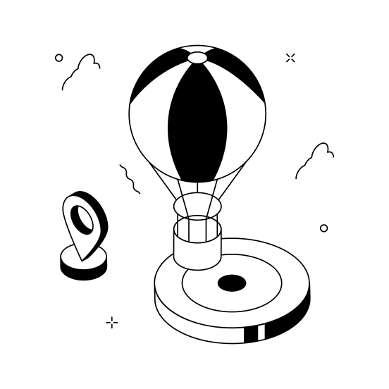 Hot, Air Balloon, Travel, Adventure, Flight illustration