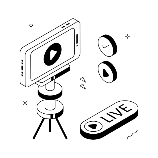 Live, Streaming, Video, Broadcast, Online illustration