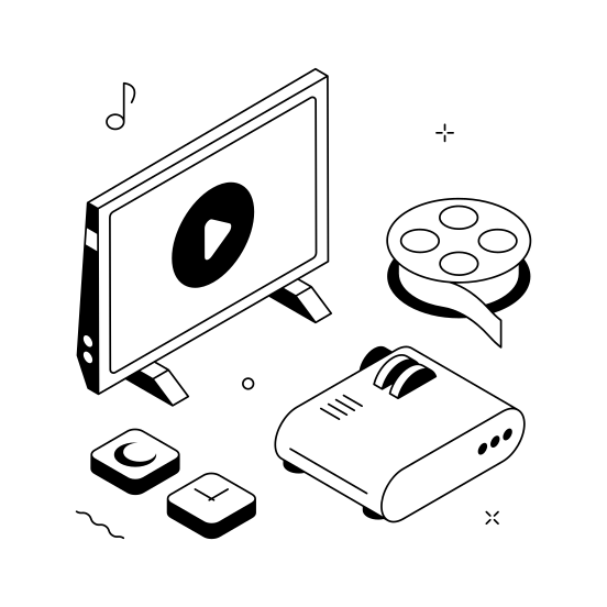 Movie, Night, Cinema, Entertainment, Film illustration