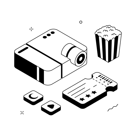 Movie, Night, Setup, Cinema, Film illustration