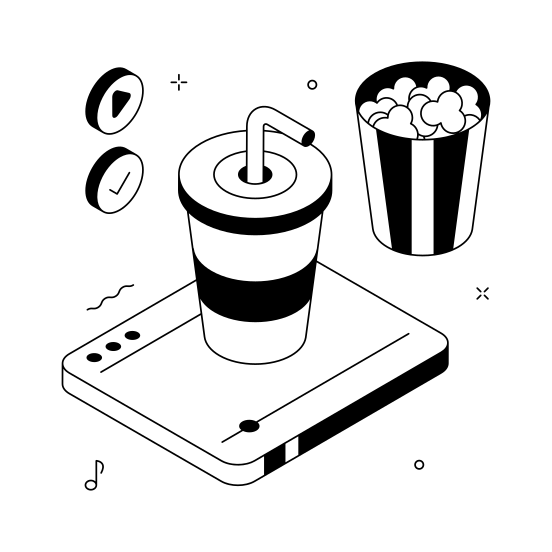 Movie, Snacks, Cinema, Food, Popcorn illustration