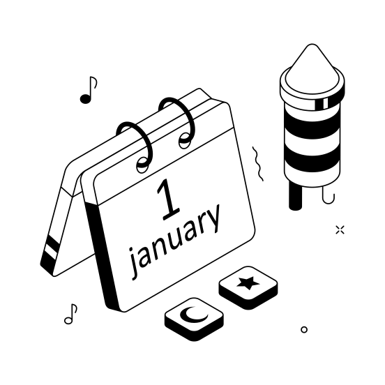 New Year, Calendar, January, First Day, Celebration illustration
