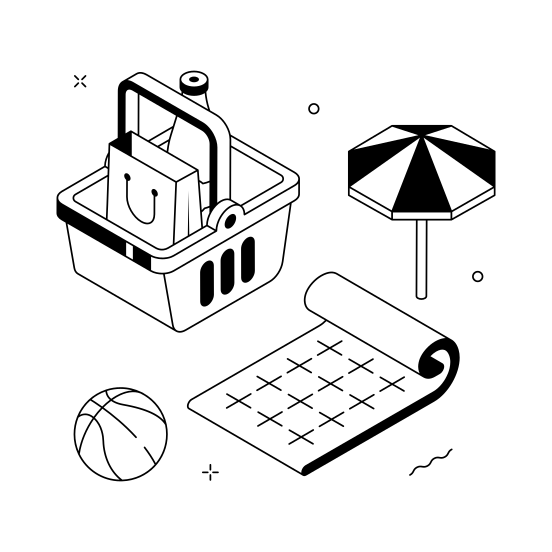 Picnic, Outdoor, Food, Basket, Fun illustration
