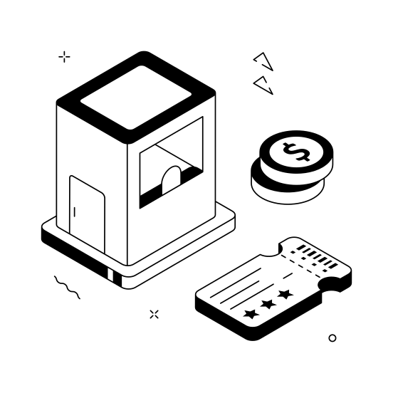 Ticker, Counter, Booth, Cinema, Entertainment illustration