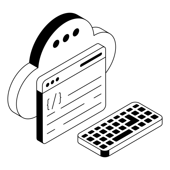 Coding, Programming, Keyboard, Cloud, Storage illustration