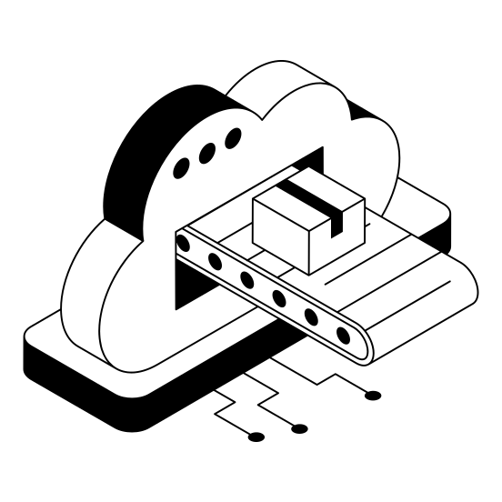 Conveyor, Package, Box, Cloud, Storage illustration